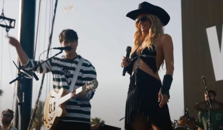 Paris Hilton Crashes Vampire Weekend’s Coachella Set to Play Cornhole
